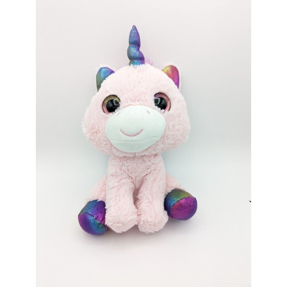 Goffa Unicorn Horse 8" Plush Pink Glitter Horn, eyes and feet